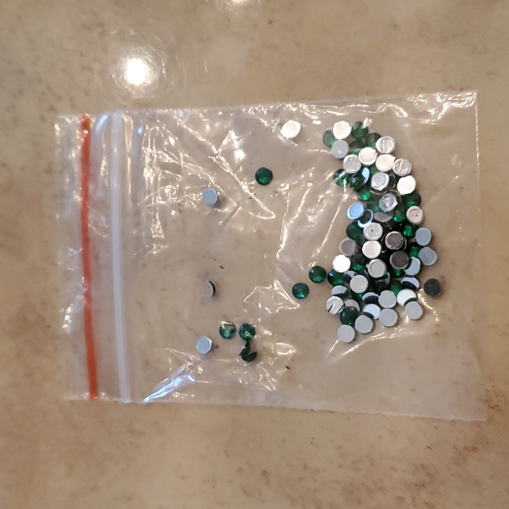 Green faux jewels